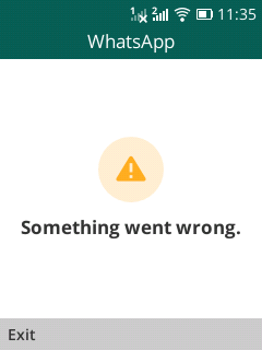 Screenshot of the error message in WhatsApp, with a yellow warning sign and a text which reads Something went wrong